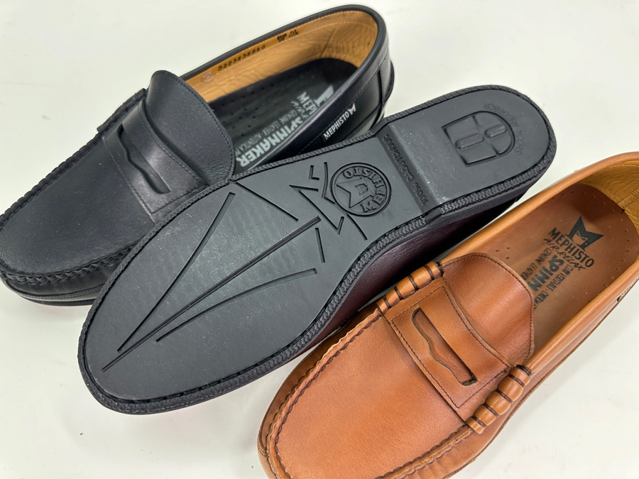 Three New Pair Mephisto Penny Loafer Slip-on Leather Shoes Black, Brown, Tan Size 10.5 Retails $1,000 [Photo 6]