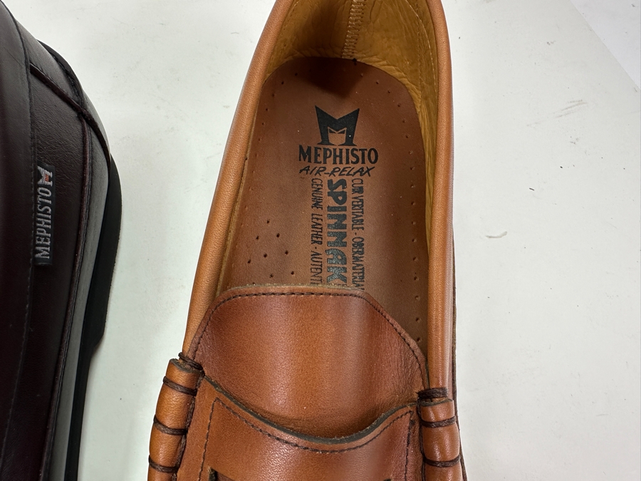 Three New Pair Mephisto Penny Loafer Slip-on Leather Shoes Black, Brown, Tan Size 10.5 Retails $1,000 [Photo 4]