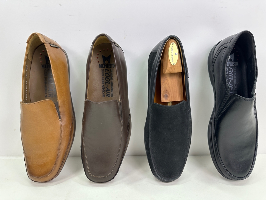 Four New Pair Mephisto Slip-on Leather/Suede Shoes Black, Brown, Tan Size 10.5 Retails $1,200+ [Photo 5]