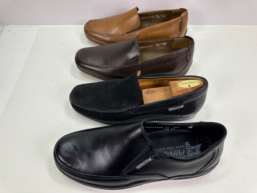 Four New Pair Mephisto Slip-on Leather/Suede Shoes Black, Brown, Tan Size 10.5 Retails $1,200+ [Photo 4]