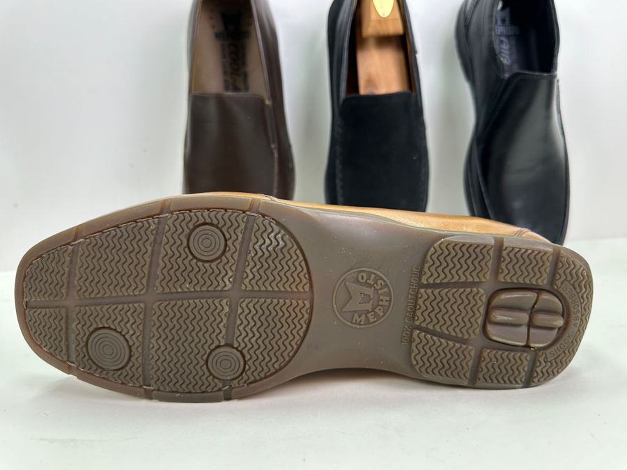 Four New Pair Mephisto Slip-on Leather/Suede Shoes Black, Brown, Tan Size 10.5 Retails $1,200+ [Photo 7]