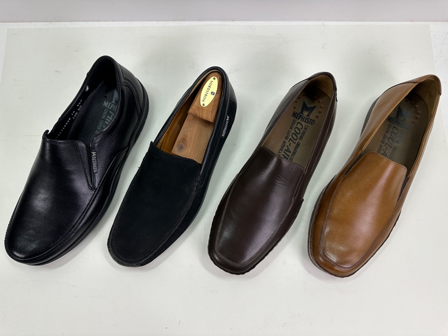 Four New Pair Mephisto Slip-on Leather/Suede Shoes Black, Brown, Tan Size 10.5 Retails $1,200+ [Photo 3]
