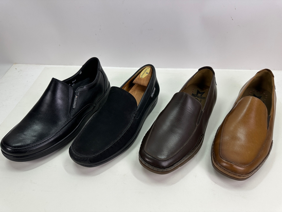 Four New Pair Mephisto Slip-on Leather/Suede Shoes Black, Brown, Tan Size 10.5 Retails $1,200+ [Photo 2]