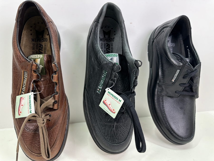 Three New Pair Mephisto Lace-up Leather Shoes Black, Brown Size 10.5 Retails $1,000 [Photo 2]