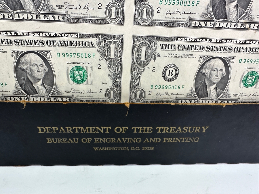 1981 Department Of The Treasury Bureau Of Engraving And Printing $1 Sheet Of 16 Notes 14 X 24 [Photo 6]