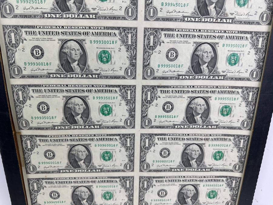 1981 Department Of The Treasury Bureau Of Engraving And Printing $1 Sheet Of 16 Notes 14 X 24 [Photo 5]