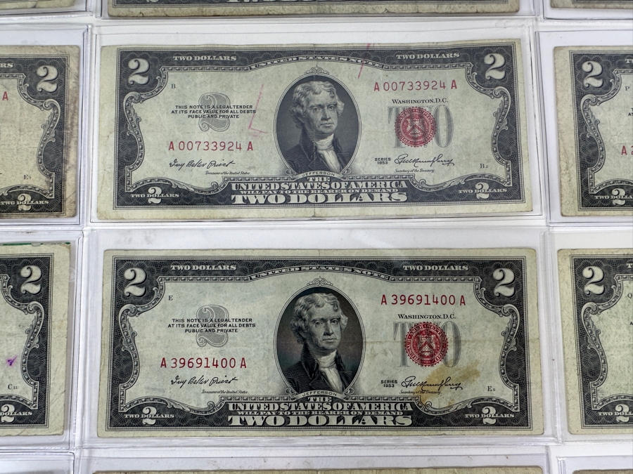 (16) Vintage United States $2 Dollar Bills And (9) Vintage United States $1 Dollar Bills [Photo 10]
