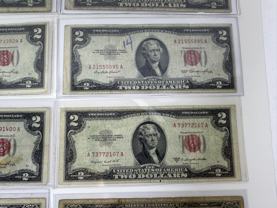 (16) Vintage United States $2 Dollar Bills And (9) Vintage United States $1 Dollar Bills [Photo 13]