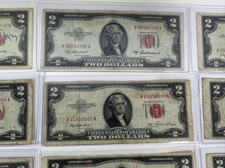 (16) Vintage United States $2 Dollar Bills And (9) Vintage United States $1 Dollar Bills [Photo 9]