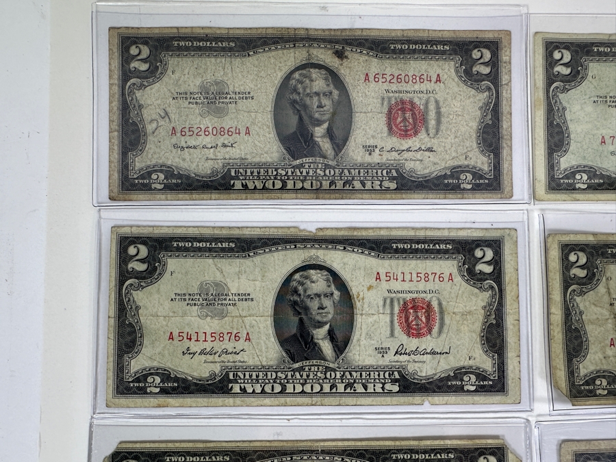 (16) Vintage United States $2 Dollar Bills And (9) Vintage United States $1 Dollar Bills [Photo 3]