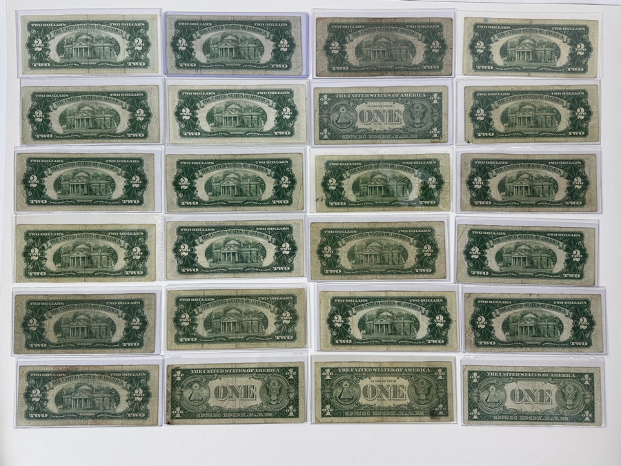 (20) Vintage United States $2 Dollar Bills And (4) Vintage United States $1 Dollar Bills [Photo 17]