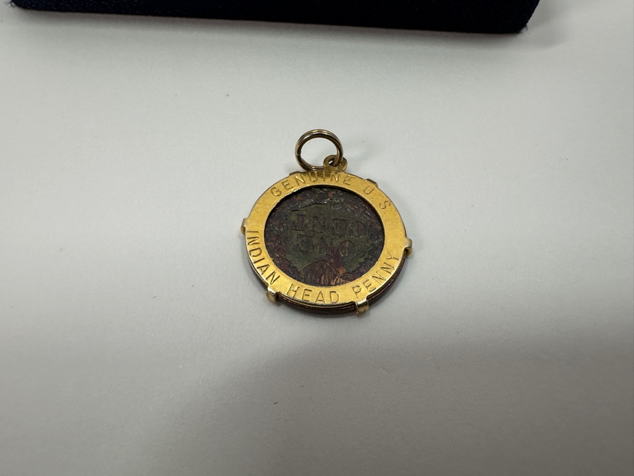 Gold Filled Indian Head Cent Cuff Links And Tie Tack High-End Set By Friedlander & Sons 25.7g [Photo 5]