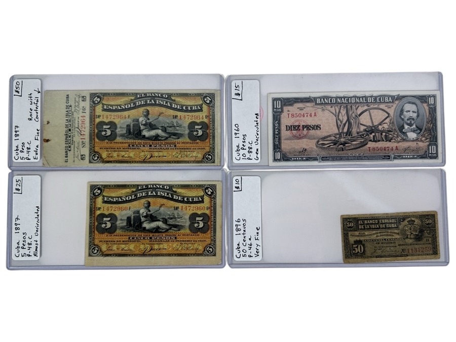 Four Antique Notes From Cuba  [Photo 1]