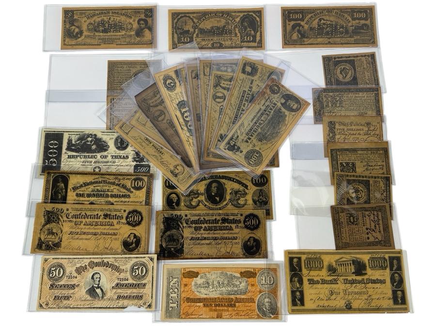 Collection Of 35 Replica Notes From The Late 1950s Cereal Boxes All Marked Copy, Replica Or Facsimile  [Photo 1]
