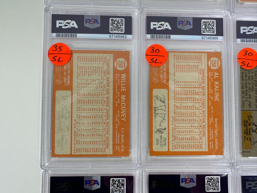 (12) Vintage 1960-1967 PSA Graded Baseball Cards: Hall Of Famers: Pete Rose, Bob Uecker, Yogi Berra, Sandy Koufax, Roberto Clemente, Duke Snider, Rocky Colavito, Don Drysdale, Al Kaline, Willie McCovey, Whitey Ford  [Photo 13]