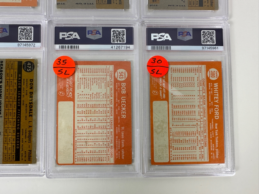 (12) Vintage 1960-1967 PSA Graded Baseball Cards: Hall Of Famers: Pete Rose, Bob Uecker, Yogi Berra, Sandy Koufax, Roberto Clemente, Duke Snider, Rocky Colavito, Don Drysdale, Al Kaline, Willie McCovey, Whitey Ford  [Photo 15]