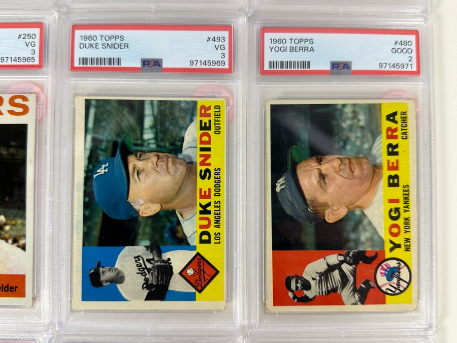 (12) Vintage 1960-1967 PSA Graded Baseball Cards: Hall Of Famers: Pete Rose, Bob Uecker, Yogi Berra, Sandy Koufax, Roberto Clemente, Duke Snider, Rocky Colavito, Don Drysdale, Al Kaline, Willie McCovey, Whitey Ford  [Photo 5]