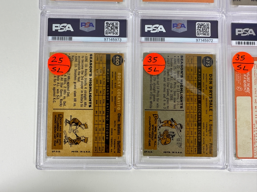 (12) Vintage 1960-1967 PSA Graded Baseball Cards: Hall Of Famers: Pete Rose, Bob Uecker, Yogi Berra, Sandy Koufax, Roberto Clemente, Duke Snider, Rocky Colavito, Don Drysdale, Al Kaline, Willie McCovey, Whitey Ford  [Photo 14]