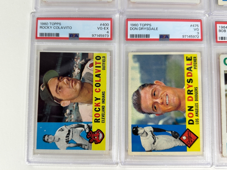 (12) Vintage 1960-1967 PSA Graded Baseball Cards: Hall Of Famers: Pete Rose, Bob Uecker, Yogi Berra, Sandy Koufax, Roberto Clemente, Duke Snider, Rocky Colavito, Don Drysdale, Al Kaline, Willie McCovey, Whitey Ford  [Photo 6]