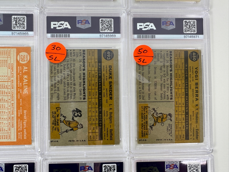 (12) Vintage 1960-1967 PSA Graded Baseball Cards: Hall Of Famers: Pete Rose, Bob Uecker, Yogi Berra, Sandy Koufax, Roberto Clemente, Duke Snider, Rocky Colavito, Don Drysdale, Al Kaline, Willie McCovey, Whitey Ford  [Photo 12]