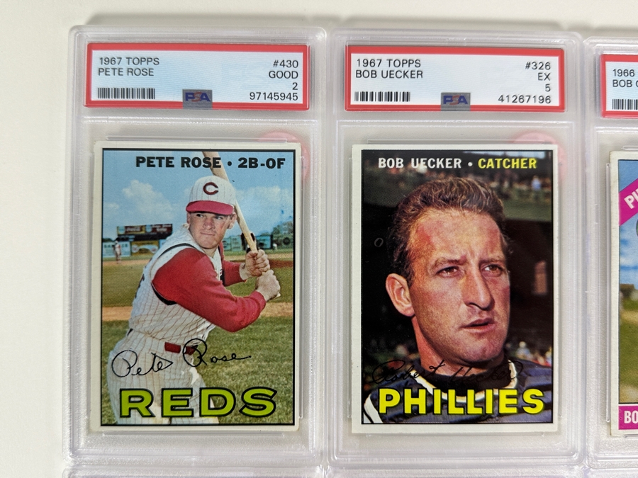 (12) Vintage 1960-1967 PSA Graded Baseball Cards: Hall Of Famers: Pete Rose, Bob Uecker, Yogi Berra, Sandy Koufax, Roberto Clemente, Duke Snider, Rocky Colavito, Don Drysdale, Al Kaline, Willie McCovey, Whitey Ford  [Photo 2]