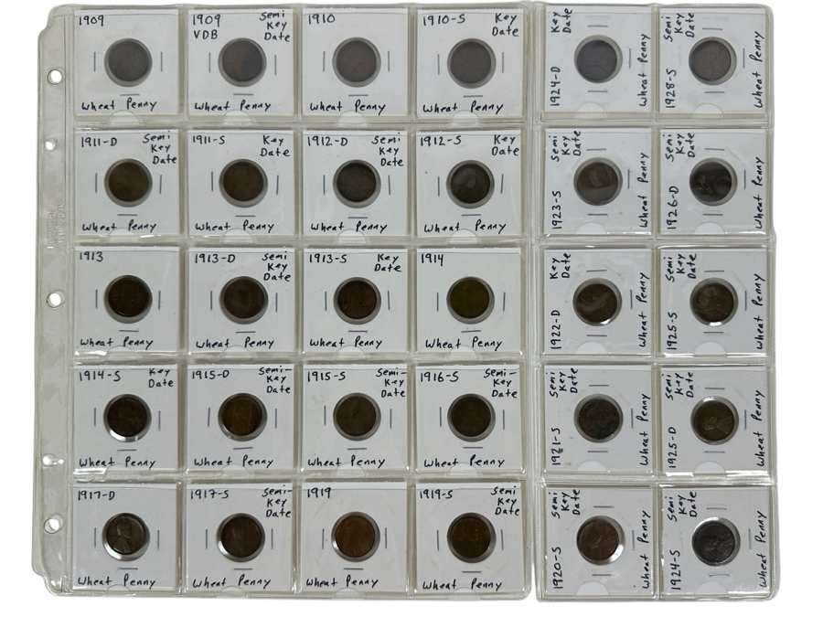 Early Rare Lincoln Wheat Cents 30 Coins 1909-1928 