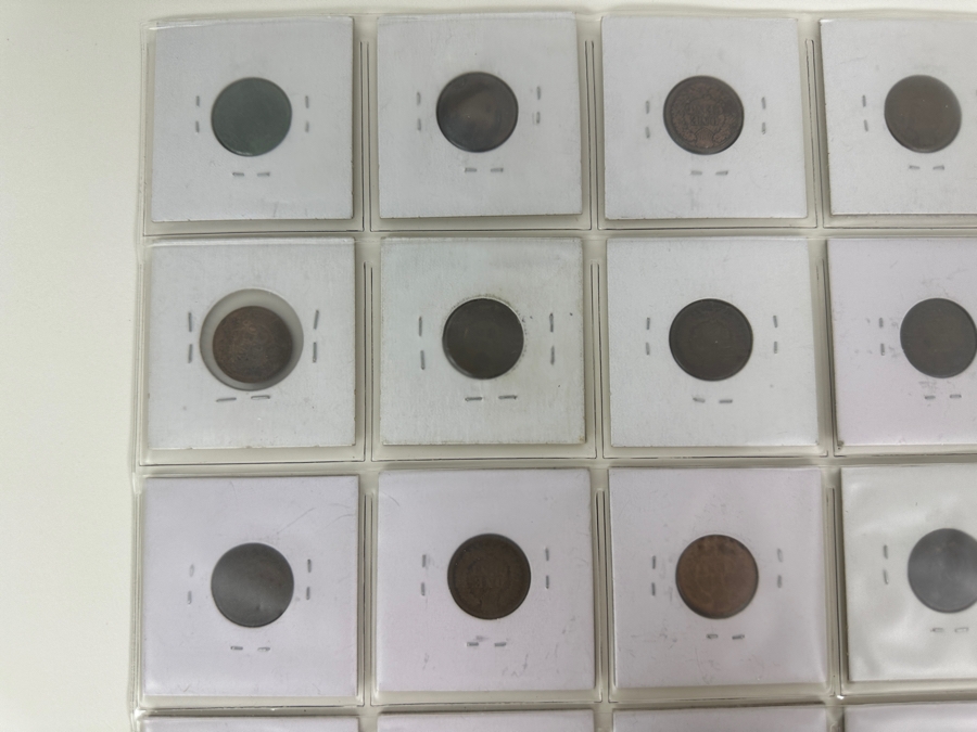 Sheet With 20 Indian Head Pennies In Holders From 1881 To 1906  [Photo 15]