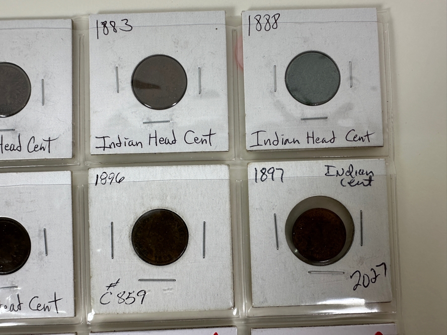 Sheet With 20 Indian Head Pennies In Holders From 1881 To 1906  [Photo 9]