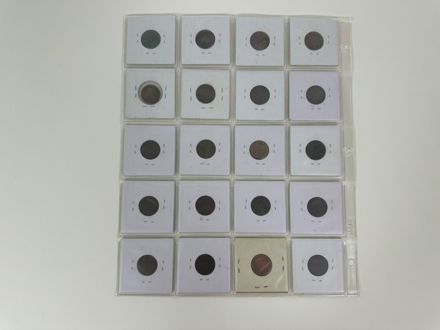 Sheet With 20 Indian Head Pennies In Holders From 1881 To 1906  [Photo 14]
