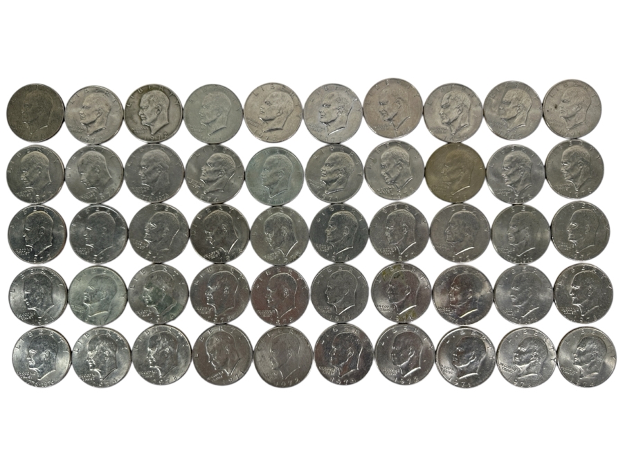 Bag Of 50 Eisenhower Silver Coins  [Photo 1]