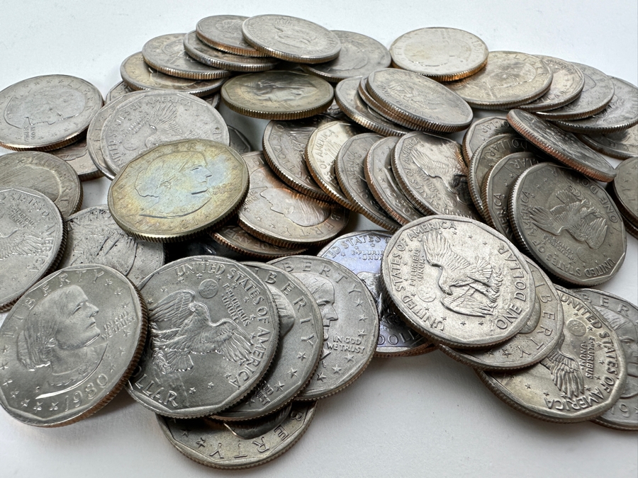 Bag Of 50+ Susan B. Anthony Dollars - 54 Total  [Photo 2]