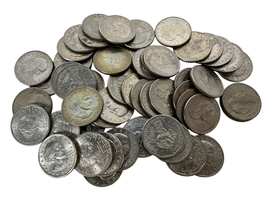 Bag Of 50+ Susan B. Anthony Dollars - 54 Total  [Photo 1]