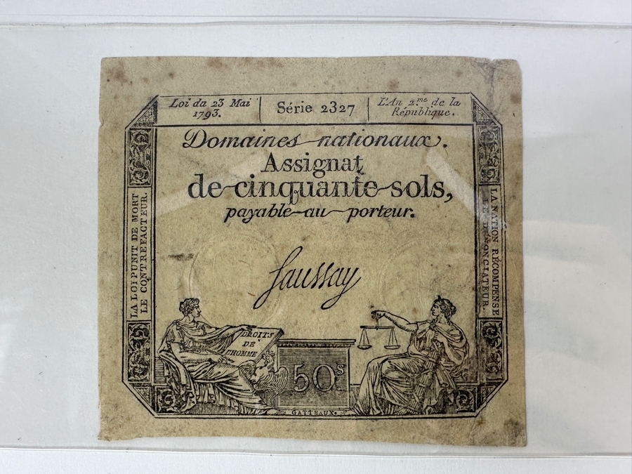 1791 To 1796 Currency Collection From France 9 Genuine Notes [Photo 9]