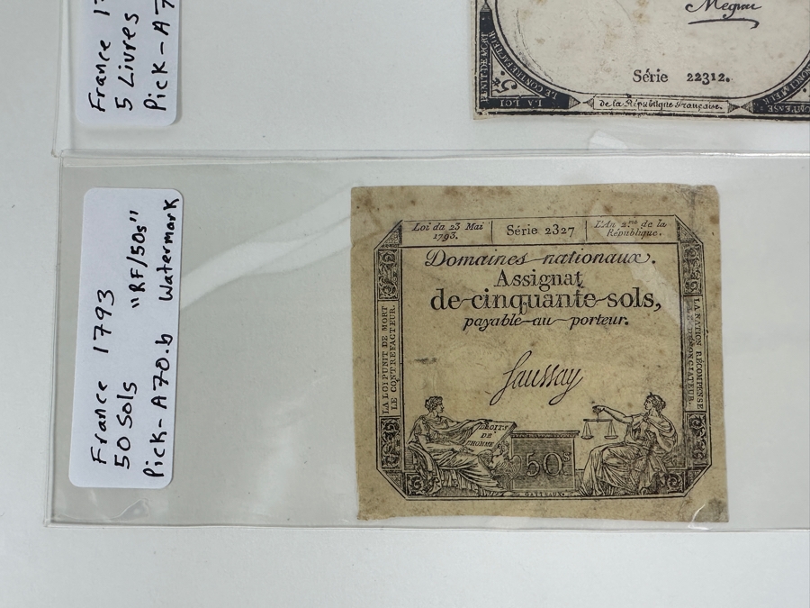 1791 To 1796 Currency Collection From France 9 Genuine Notes [Photo 8]
