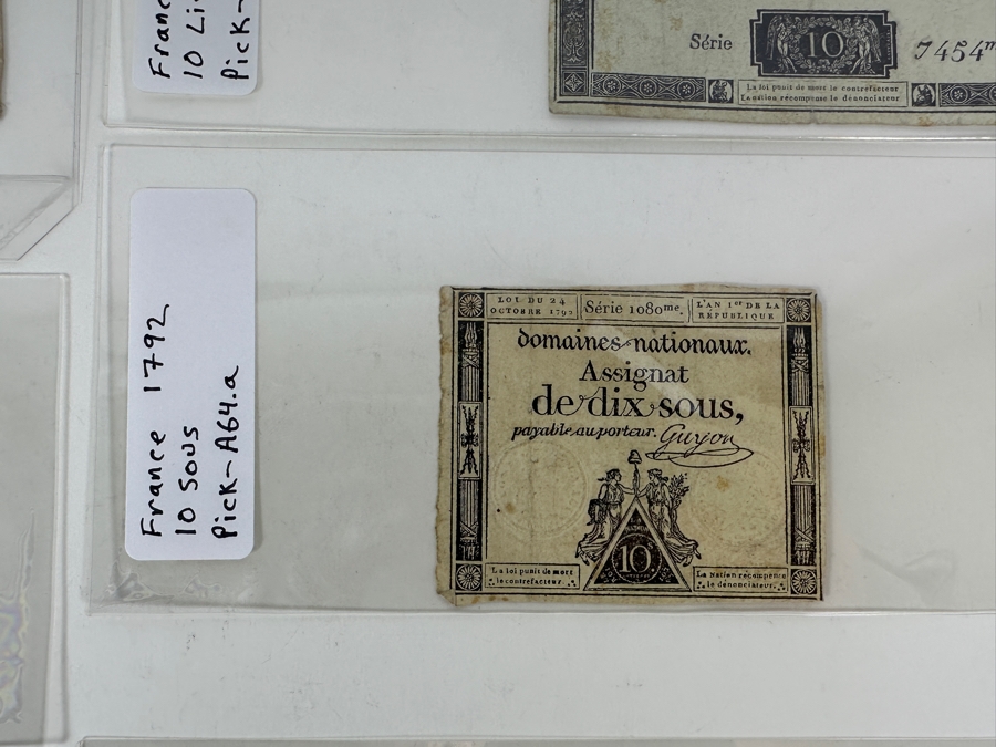 1791 To 1796 Currency Collection From France 9 Genuine Notes [Photo 13]