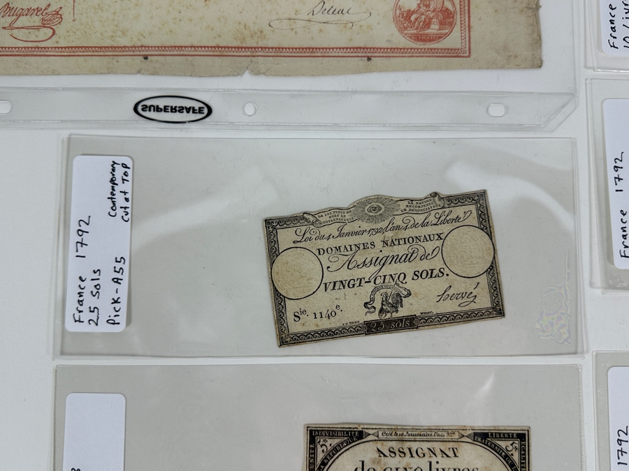 1791 To 1796 Currency Collection From France 9 Genuine Notes [Photo 4]