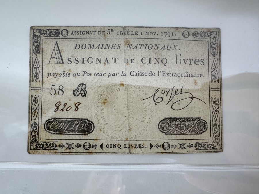 1791 To 1796 Currency Collection From France 9 Genuine Notes [Photo 16]