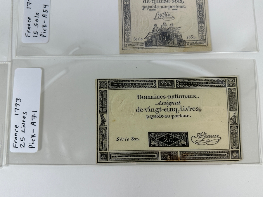 1791 To 1796 Currency Collection From France 9 Genuine Notes [Photo 10]