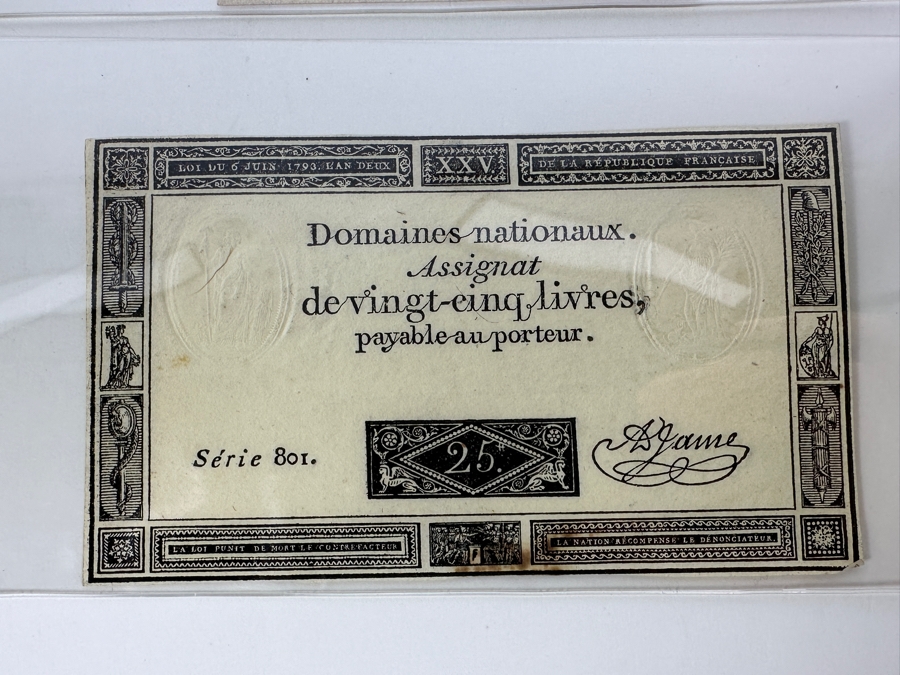 1791 To 1796 Currency Collection From France 9 Genuine Notes [Photo 11]