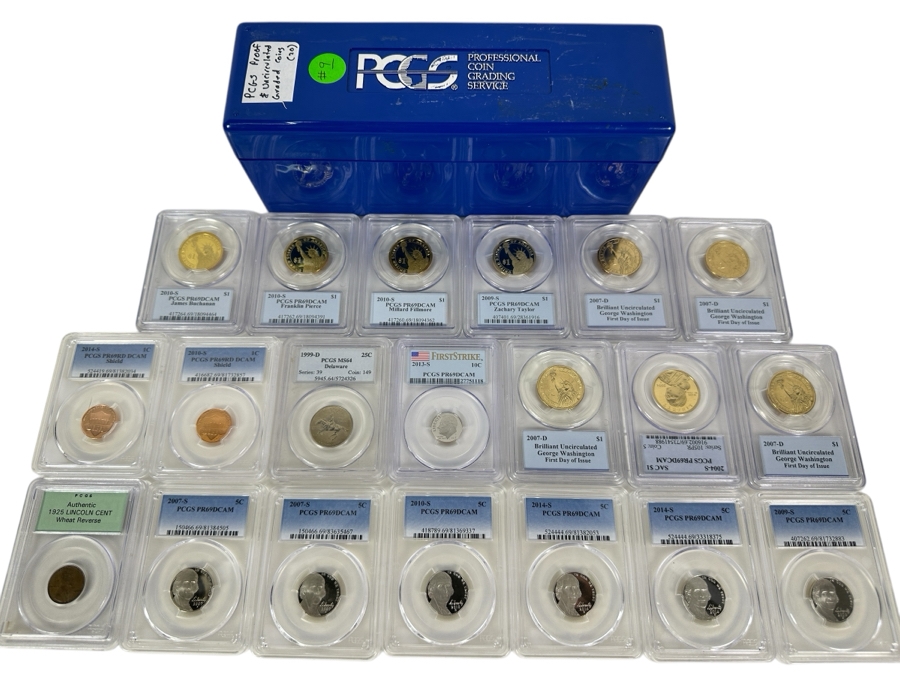 Box Of 20 Slabbed / Graded Coins: Proofs, Silver & Collectible Coins [Photo 1]