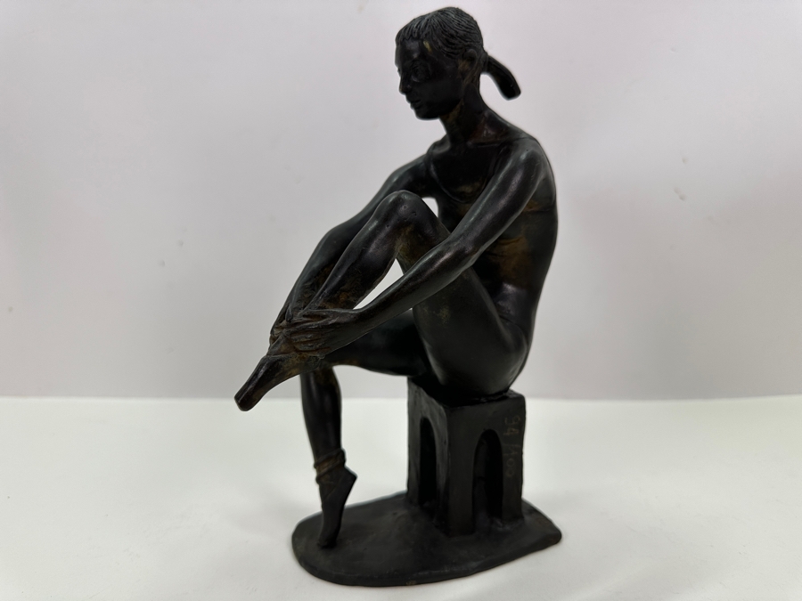 Quagliotti (Italian) Bronze Ballerina Sculpture Signed And Titled 'Il Riposo Della Ballerina' (The Ballerina's Rest) Numbered 94 Of 100 With La Spirale 2000 Gallery Brochure 6W X 4D X 9.5H [Photo 2]