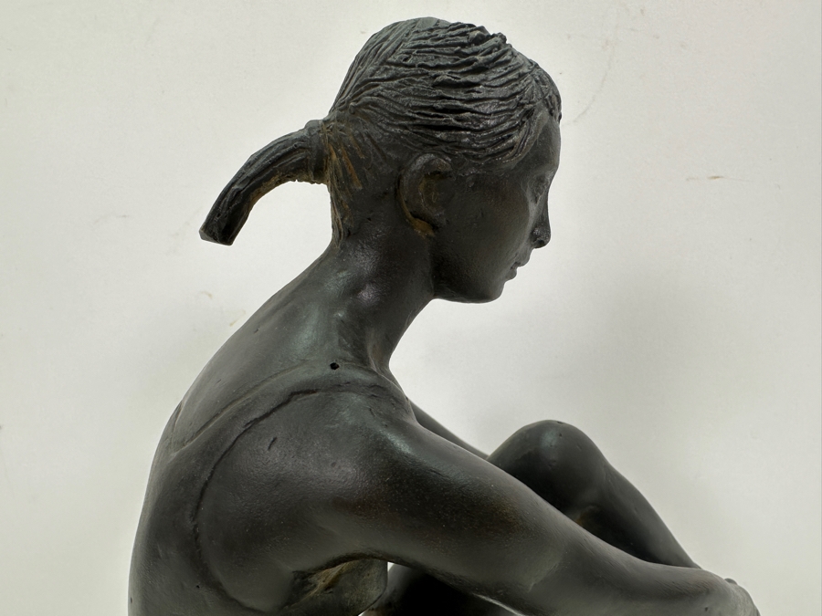 Quagliotti (Italian) Bronze Ballerina Sculpture Signed And Titled 'Il Riposo Della Ballerina' (The Ballerina's Rest) Numbered 94 Of 100 With La Spirale 2000 Gallery Brochure 6W X 4D X 9.5H [Photo 13]