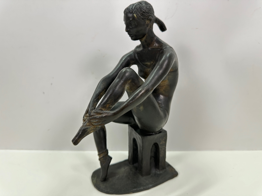 Quagliotti (Italian) Bronze Ballerina Sculpture Signed And Titled 'Il Riposo Della Ballerina' (The Ballerina's Rest) Numbered 94 Of 100 With La Spirale 2000 Gallery Brochure 6W X 4D X 9.5H [Photo 5]