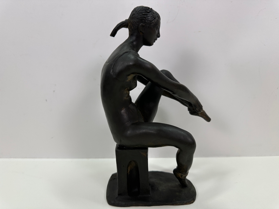 Quagliotti (Italian) Bronze Ballerina Sculpture Signed And Titled 'Il Riposo Della Ballerina' (The Ballerina's Rest) Numbered 94 Of 100 With La Spirale 2000 Gallery Brochure 6W X 4D X 9.5H [Photo 12]