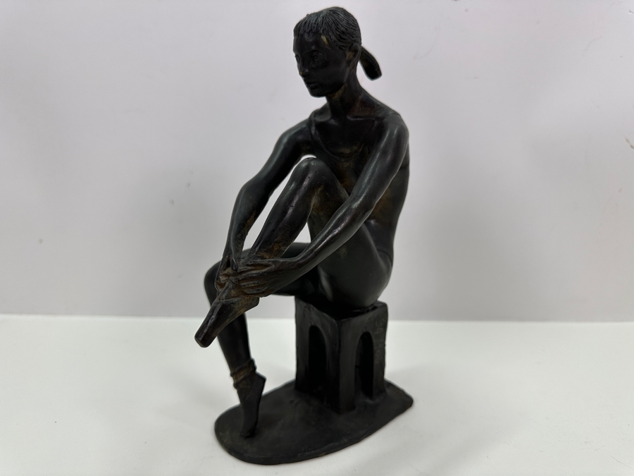 Quagliotti (Italian) Bronze Ballerina Sculpture Signed And Titled 'Il Riposo Della Ballerina' (The Ballerina's Rest) Numbered 94 Of 100 With La Spirale 2000 Gallery Brochure 6W X 4D X 9.5H [Photo 16]