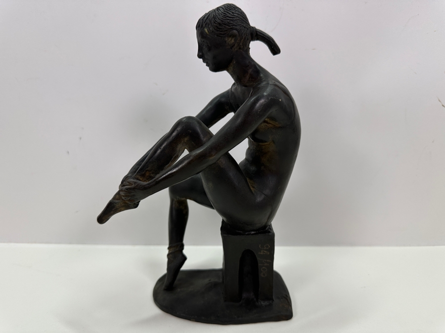 Quagliotti (Italian) Bronze Ballerina Sculpture Signed And Titled 'Il Riposo Della Ballerina' (The Ballerina's Rest) Numbered 94 Of 100 With La Spirale 2000 Gallery Brochure 6W X 4D X 9.5H [Photo 7]