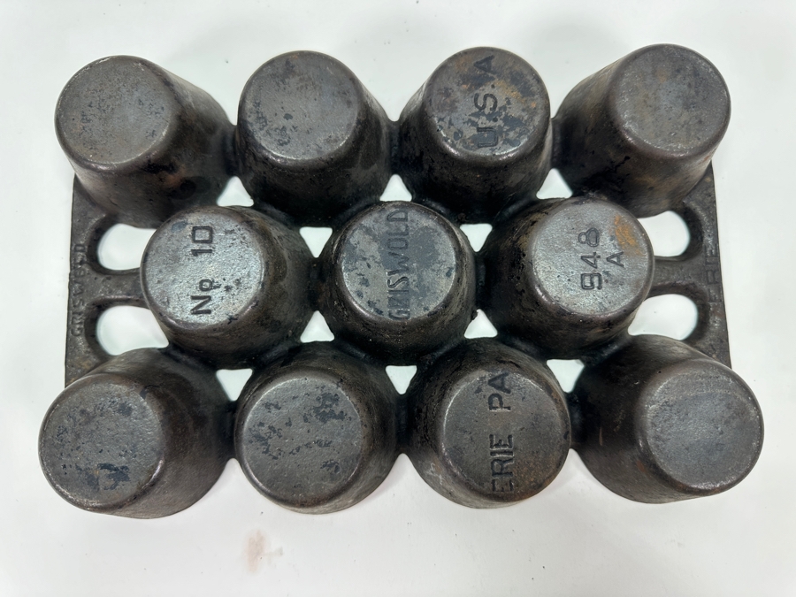 Antique Griswold Erie, PA No. 10 948 Cast Iron Muffin Popover Pan 11W X 7.5D X 1.5H [Photo 6]