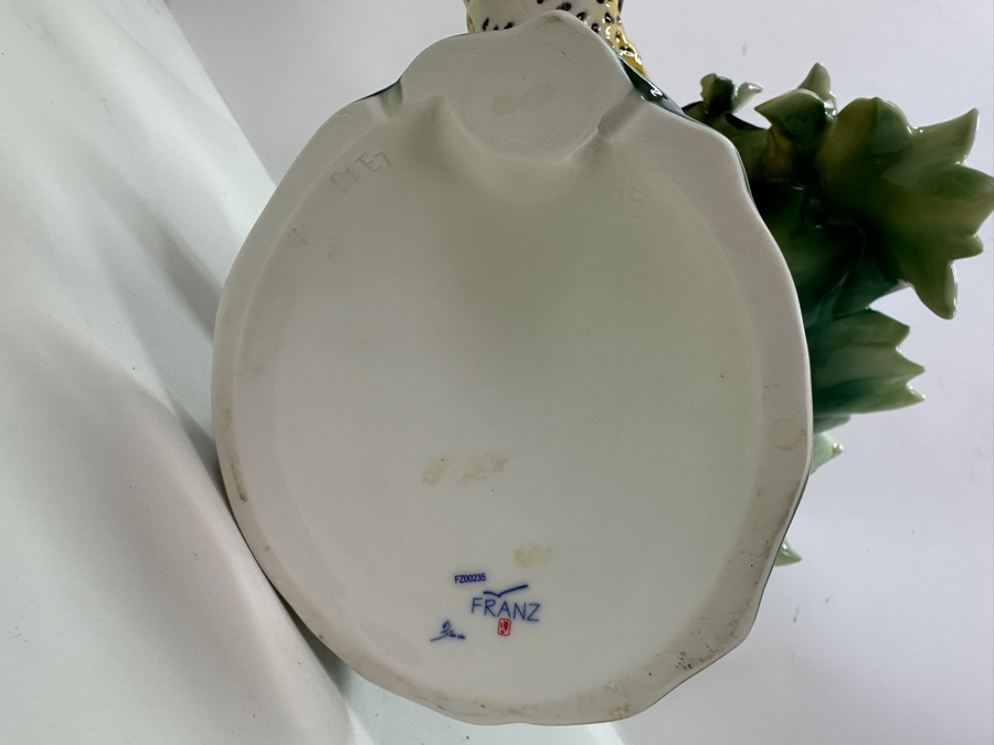 Franz Collection Jungle Beauties Safari Leopard Porcelain Vase (Top Of One Of The Tree Branches Has Been Repaired - See Photos) 14H Retails $1,180 [Photo 13]