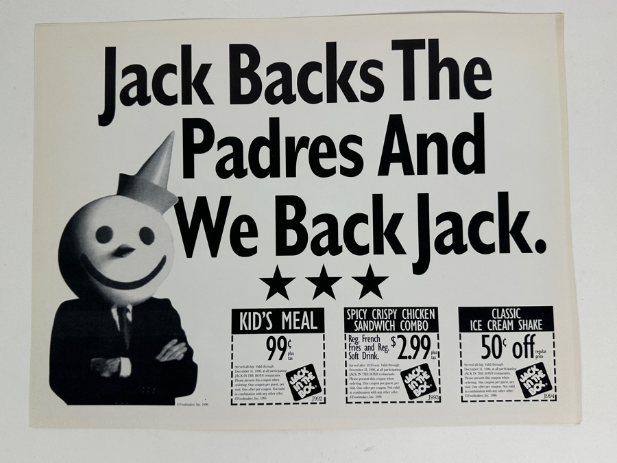 Tony Gwynn & Ken Caminiti Autographed Keep The Faith Padres Sign The San Diego Union Tribune With Jack In The Box Ad On Back 1996 14 X 10 [Photo 4]