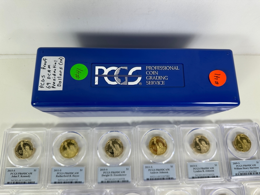 PCGS Box With 20 Different PCGS High Grade Presidential Proof Dollars  [Photo 13]